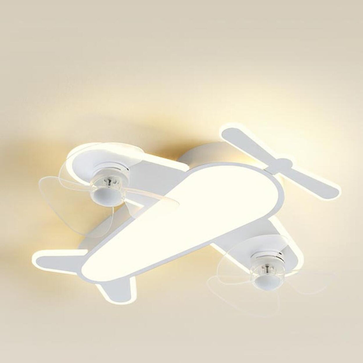 Kids Room Cartoon Airplane Modern Ceiling Fan Light Image - 5