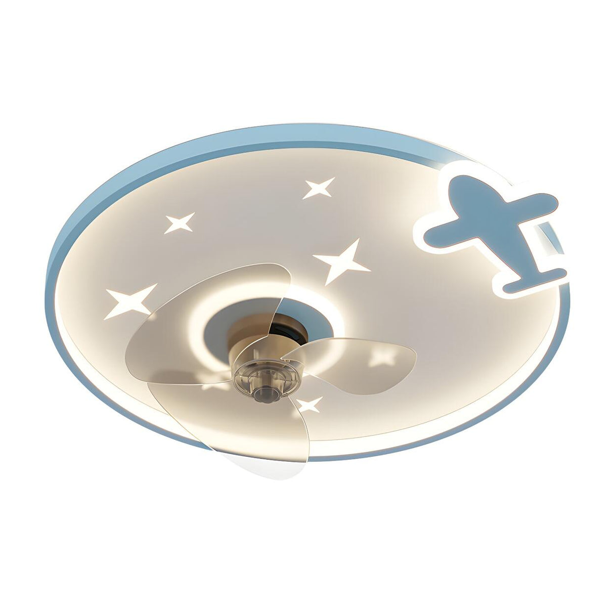 Kids Room Cartoon Airplane Ring Ceiling Fan with Light Image - 10