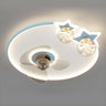 Kids Room Cartoon Airplane Ring Ceiling Fan with Light Image - 15