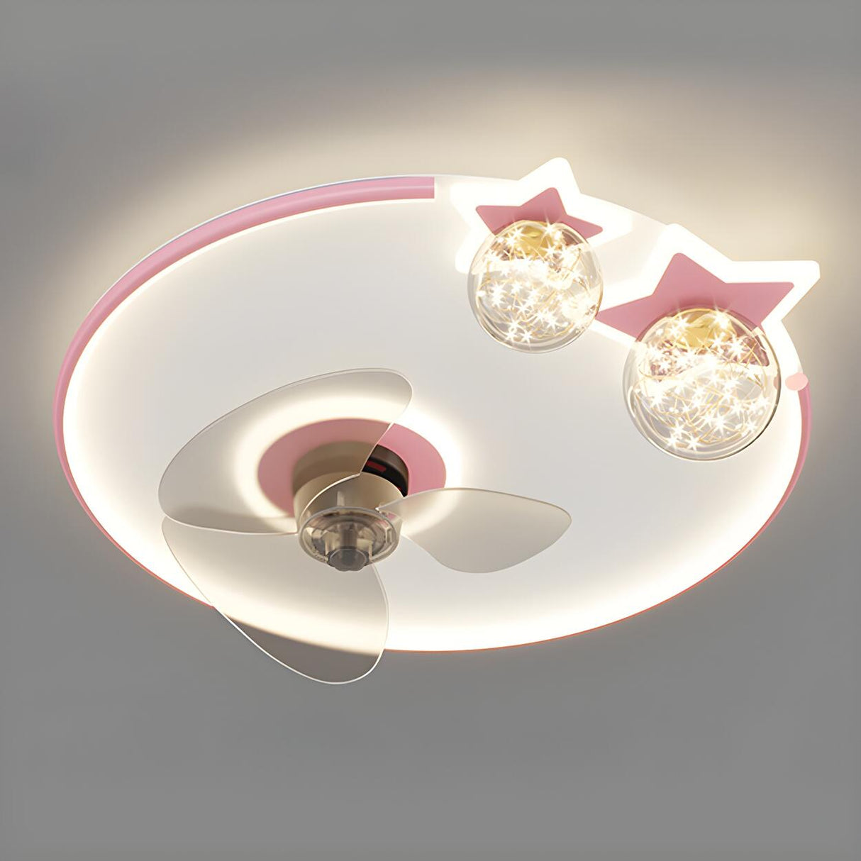 Kids Room Cartoon Airplane Ring Ceiling Fan with Light Image - 17