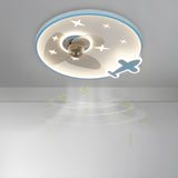 Kids Room Cartoon Airplane Ring Ceiling Fan with Light Image - 20