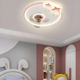 Kids Room Cartoon Airplane Ring Ceiling Fan with Light Image - 21