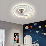 Kids Room Cartoon Airplane Ring Ceiling Fan with Light Image - 6