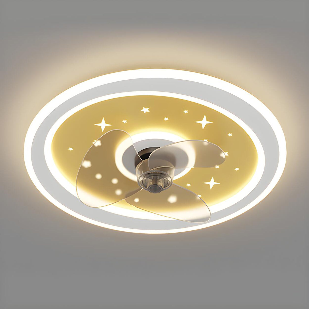 Kids Room Cartoon Airplane Ring Ceiling Fan with Light Image - 7