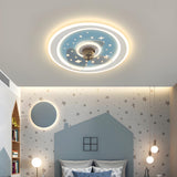 Kids Room Cartoon Airplane Ring Ceiling Fan with Light Image - 8