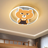 Kids Room Cartoon Bear Small Round Flush Mount Light Image - 1