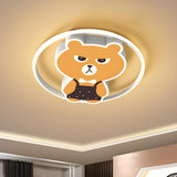 Kids Room Cartoon Bear Small Round Flush Mount Light Image - 2