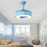 Kids Room Cartoon Blue Cylinder Ceiling Fan with Light Image - 2