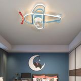 Kids Room Cartoon Blue Rudder Ceiling Fan with Light Image - 15