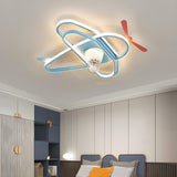 Kids Room Cartoon Blue Rudder Ceiling Fan with Light Image - 2