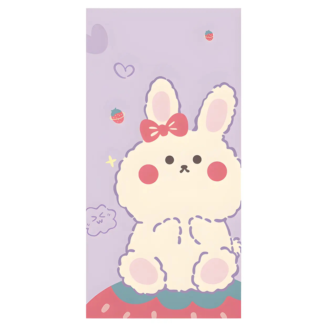 Kids Room Cartoon Bunny Rectangle Polyester Pink Area Rug Image - 3