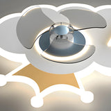 Kids Room Cartoon Cloud Crown LED Ceiling Fan Light Image - 10