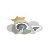 Kids Room Cartoon Cloud Crown LED Ceiling Fan Light Image - 7