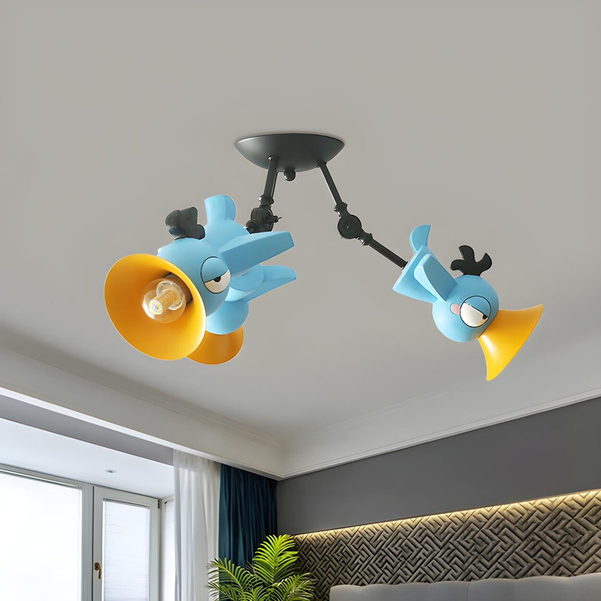 Kids Room Cartoon Colorful Bird Semi-Flush Mount Light Image - 13