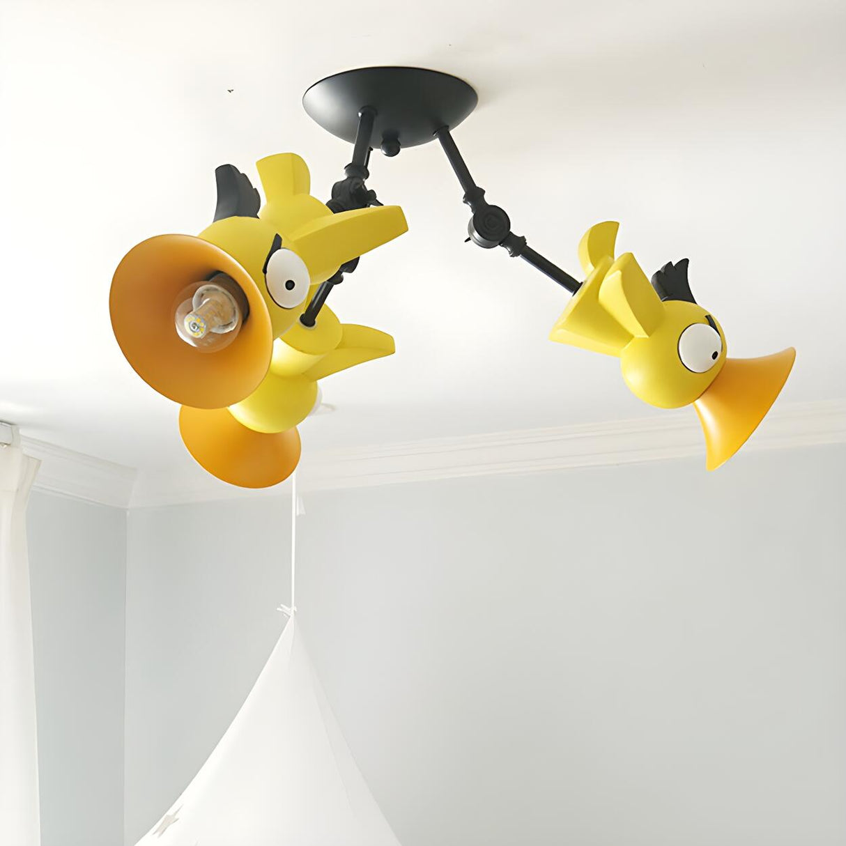 Kids Room Cartoon Colorful Bird Semi-Flush Mount Light Image - 4