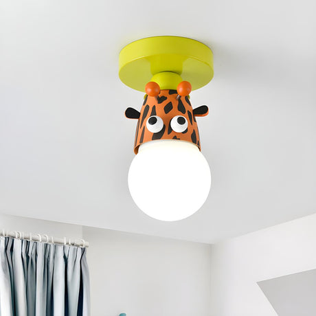 Kids Room Cartoon Giraffe Semi-Flush Mount Ceiling Lamp Image - 1