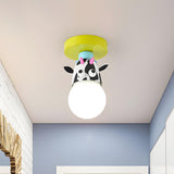 Kids Room Cartoon Giraffe Semi-Flush Mount Ceiling Lamp Image - 10