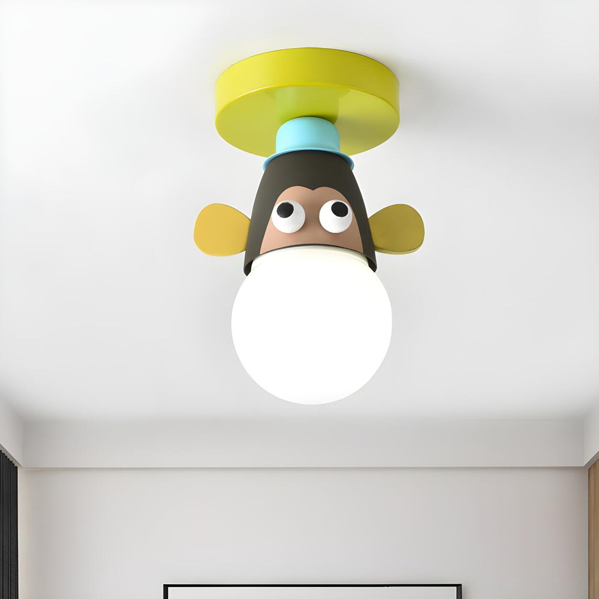 Kids Room Cartoon Giraffe Semi-Flush Mount Ceiling Lamp Image - 18