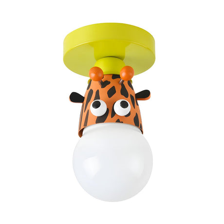 Kids Room Cartoon Giraffe Semi-Flush Mount Ceiling Lamp Image - 2