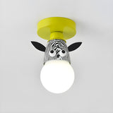 Kids Room Cartoon Giraffe Semi-Flush Mount Ceiling Lamp Image - 24