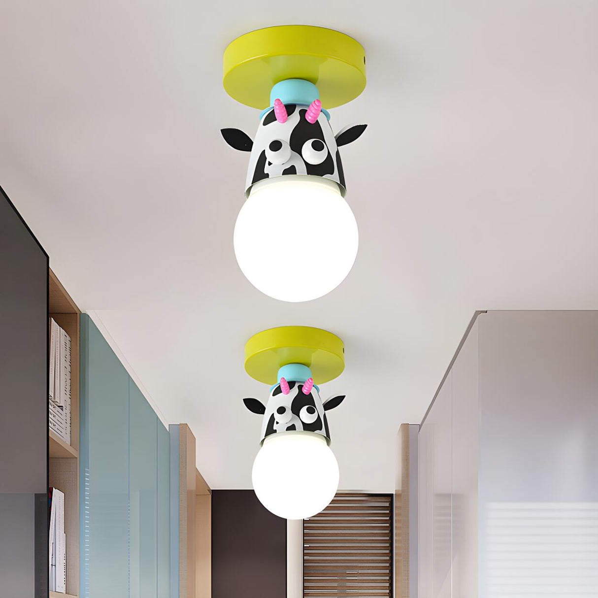 Kids Room Cartoon Giraffe Semi-Flush Mount Ceiling Lamp Image - 9