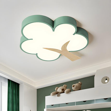 Kids Room Cartoon Green Tree LED Flush Mount Light Image - 1