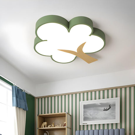 Kids Room Cartoon Green Tree LED Flush Mount Light Image - 2