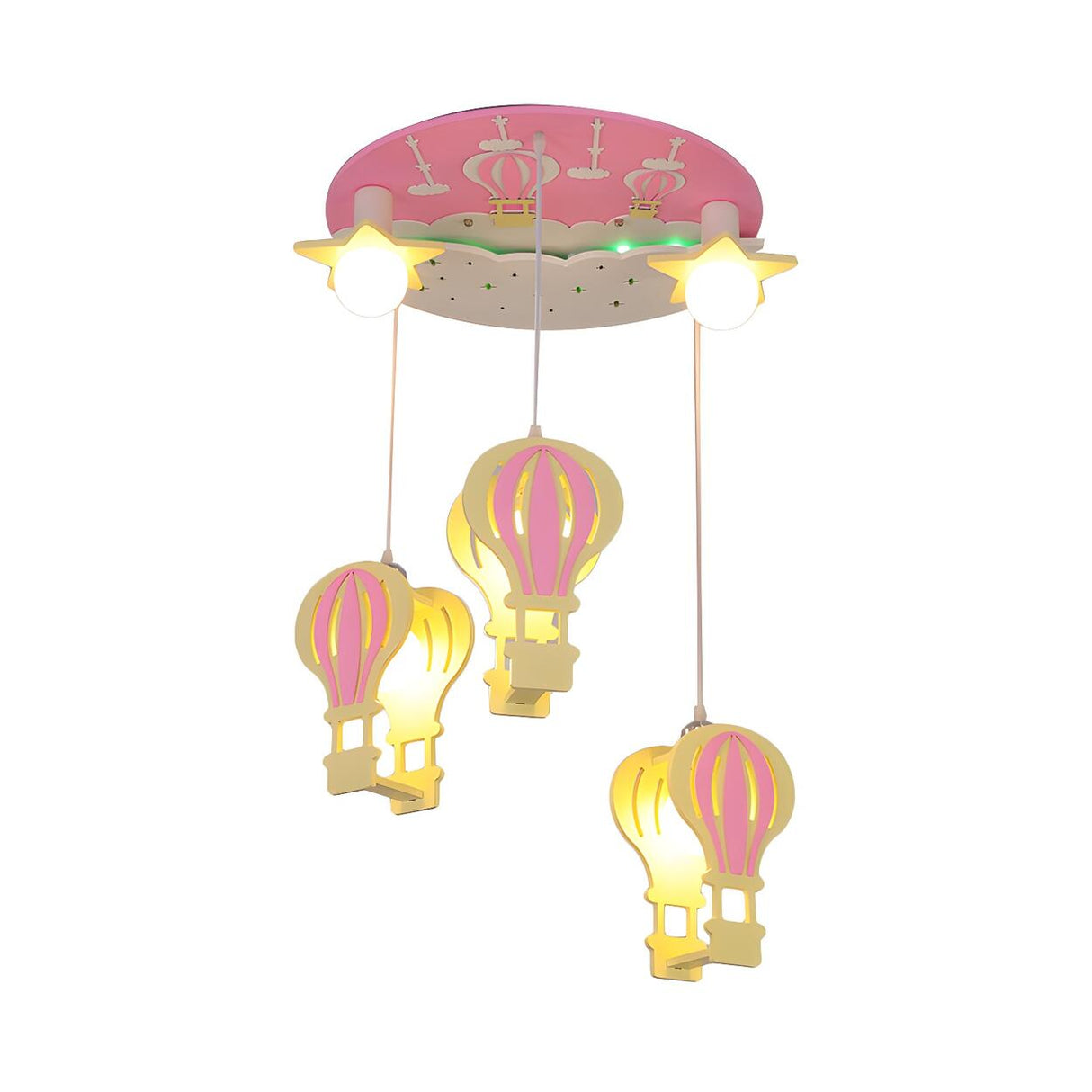 Kids Room Cartoon Hot Air Balloon Semi-Flush Mount Lamp Image - 2