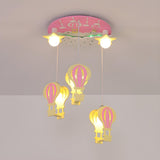 Kids Room Cartoon Hot Air Balloon Semi-Flush Mount Lamp Image - 3