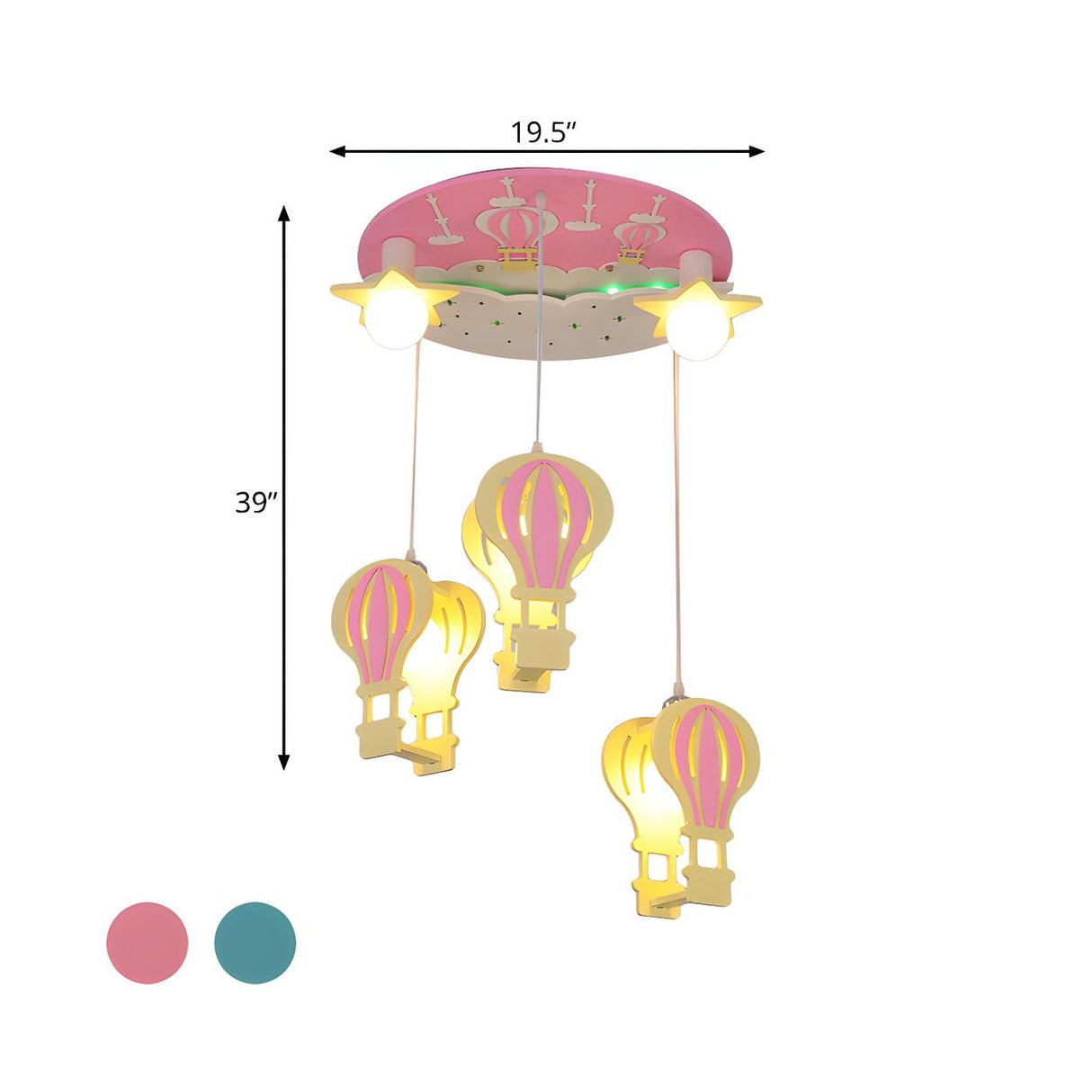 Kids Room Cartoon Hot Air Balloon Semi-Flush Mount Lamp Image - 4