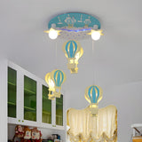 Kids Room Cartoon Hot Air Balloon Semi-Flush Mount Lamp Image - 6