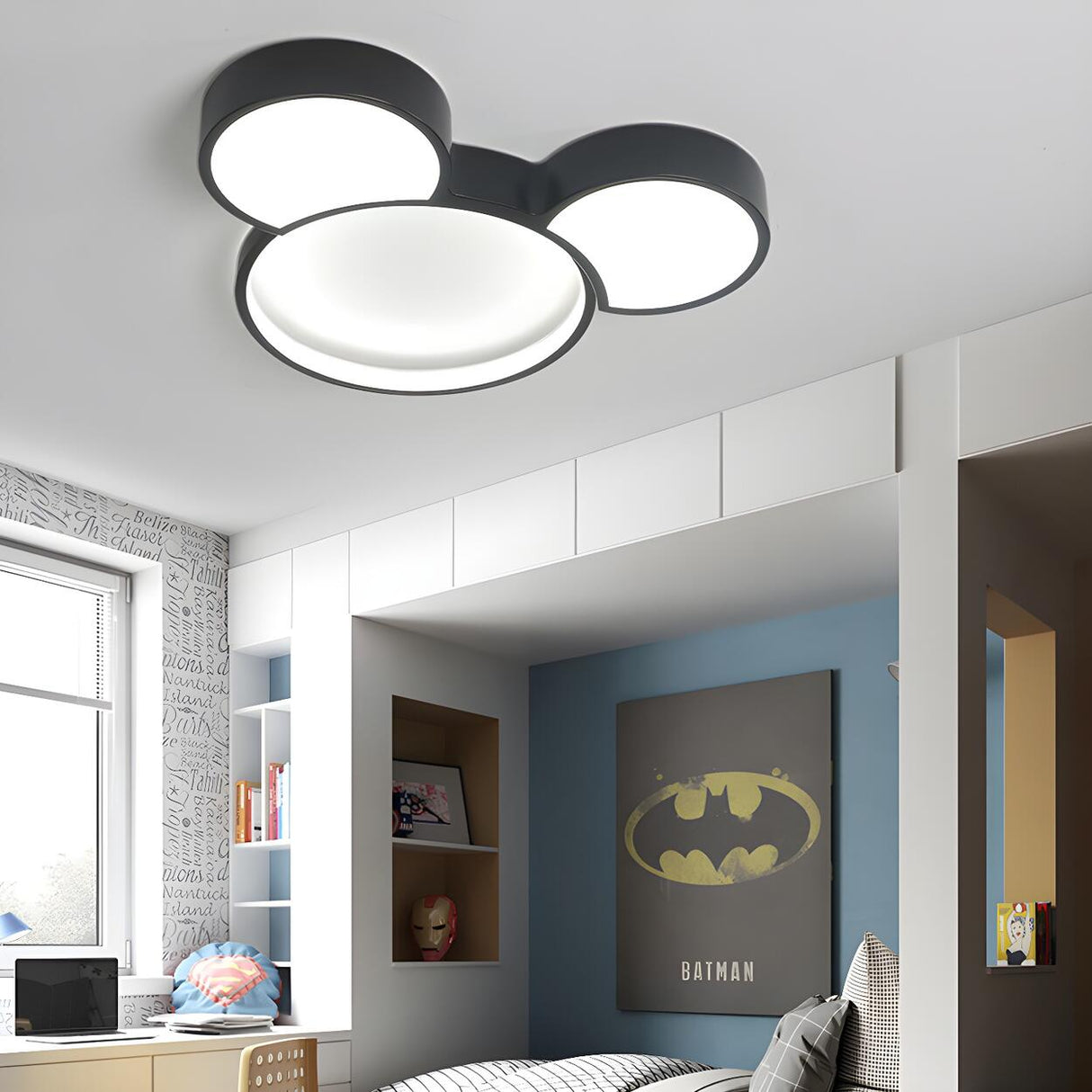 Kids Room Cartoon Mickey LED Flush Mount Ceiling Light Image - 6