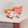 Kids Room Cartoon Orange Robot LED Flush Mount Light Image - 1