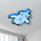 Kids Room Cartoon Orange Robot LED Flush Mount Light Image - 7