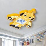 Kids Room Cartoon Orange Robot LED Flush Mount Light Image - 9