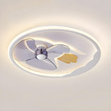 Kids Room Cartoon Rocket Round Ceiling Fan with Light Image - 3