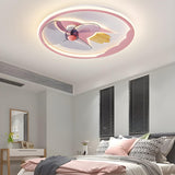 Kids Room Cartoon Rocket Round Ceiling Fan with Light Image - 4