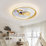 Kids Room Cartoon Rocket Round Ceiling Fan with Light Image - 5