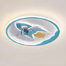 Kids Room Cartoon Rocket Round Ceiling Fan with Light Image - 8