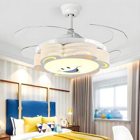 Kids Room Cartoon Smiling Flower Ceiling Fan with Light Image - 1