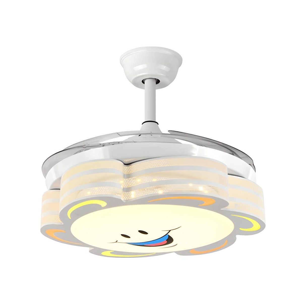 Kids Room Cartoon Smiling Flower Ceiling Fan with Light Image - 5