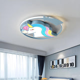 Kids Room Cartoon Unicorn LED Flush Mount Ceiling Light Image - 1