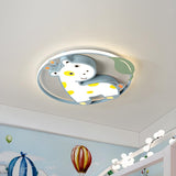 Kids Room Cartoon Unicorn LED Flush Mount Ceiling Light Image - 11