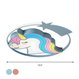 Kids Room Cartoon Unicorn LED Flush Mount Ceiling Light Image - 4