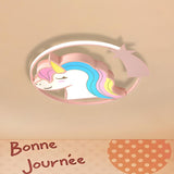 Kids Room Cartoon Unicorn LED Flush Mount Ceiling Light Image - 6