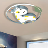 Kids Room Cartoon Unicorn LED Flush Mount Ceiling Light Image - 9