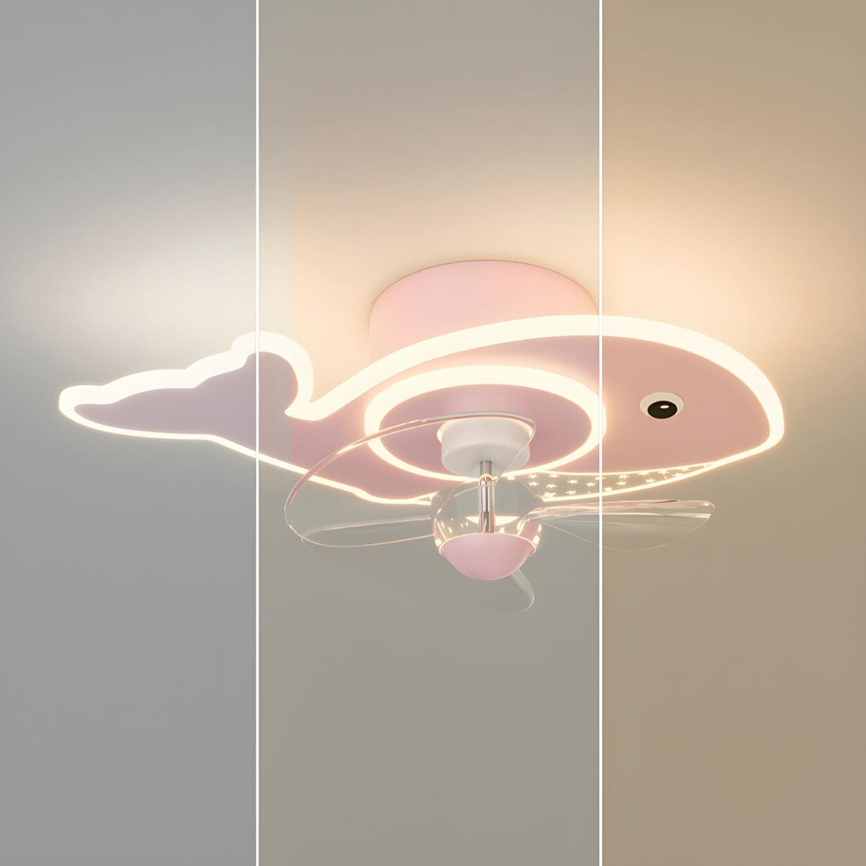 Kids Room Cartoon Whale Ceiling Fan with LED Light Image - 10