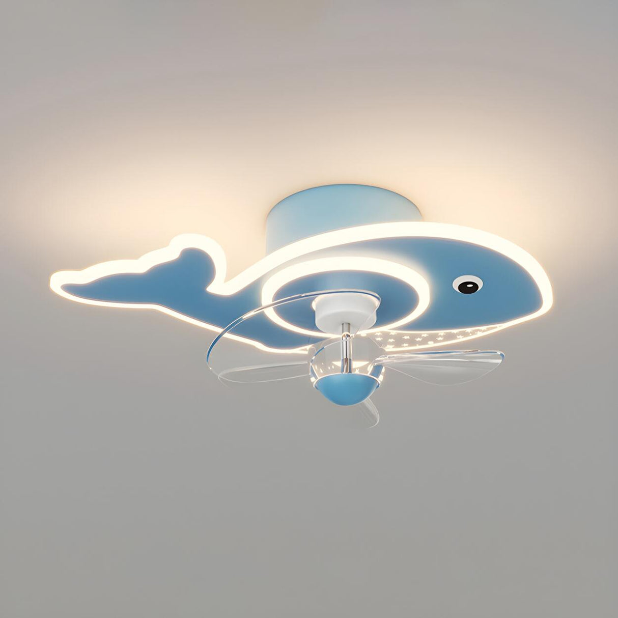 Kids Room Cartoon Whale Ceiling Fan with LED Light Image - 11