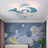 Kids Room Cartoon Whale Ceiling Fan with LED Light Image - 18