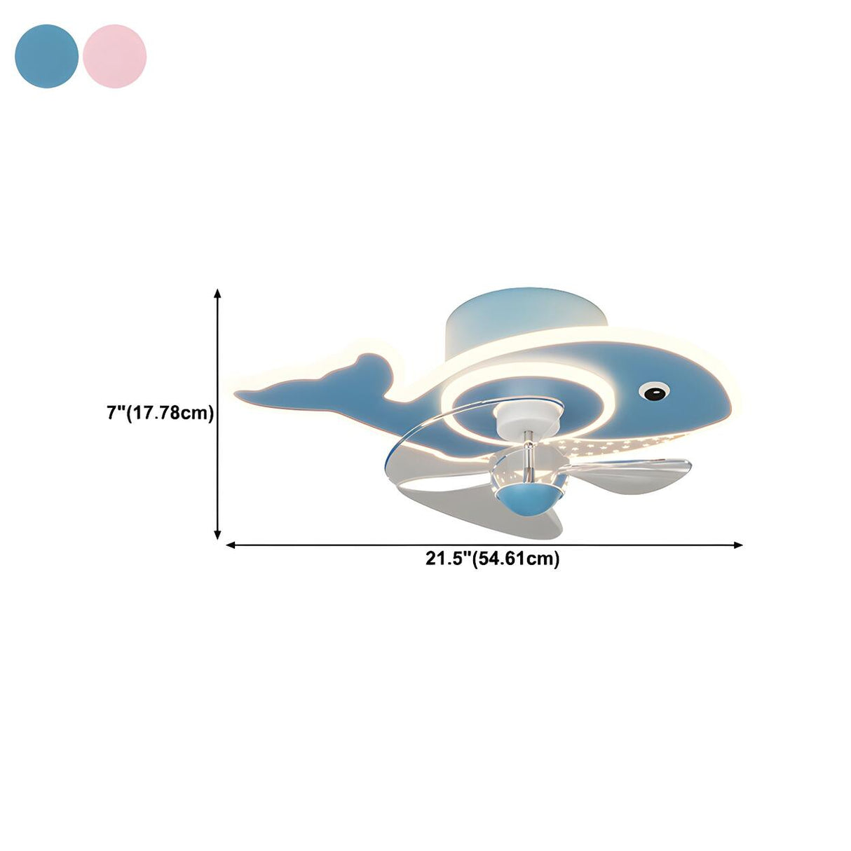 Kids Room Cartoon Whale Ceiling Fan with LED Light 